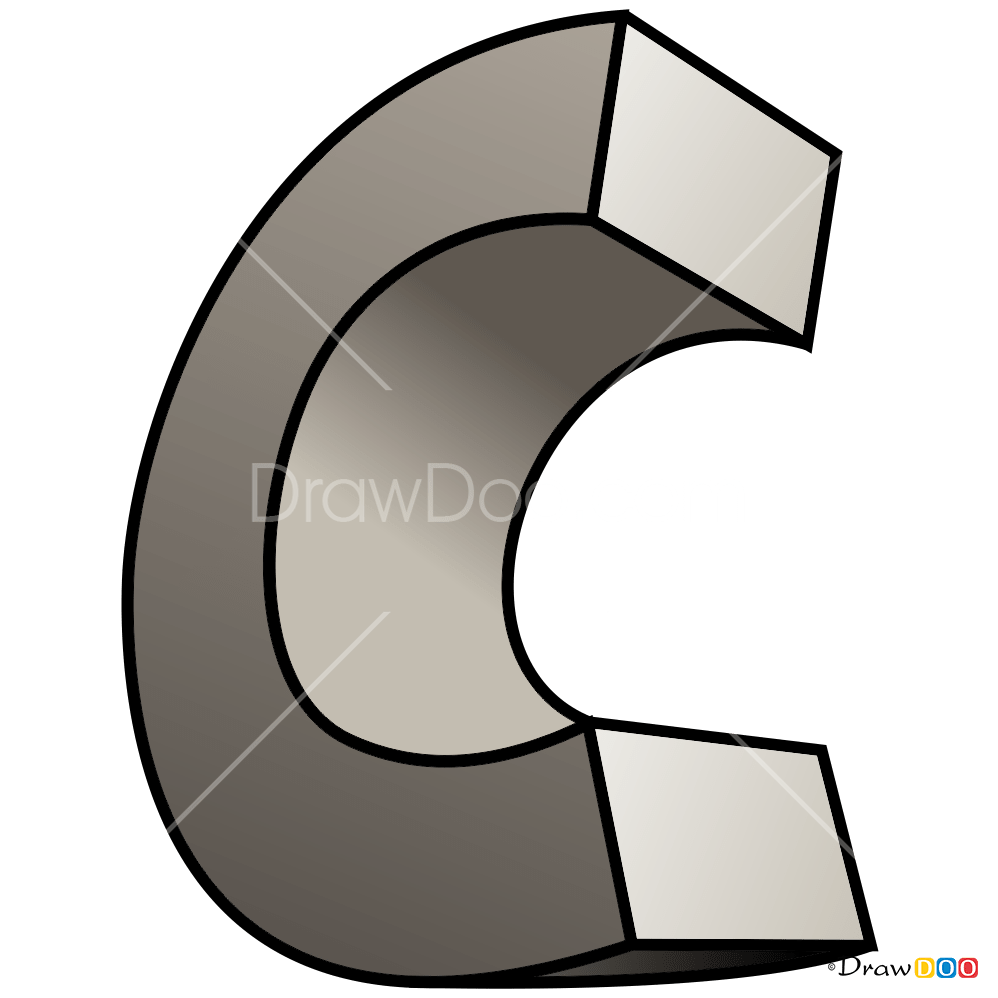 How to Draw C, 3D Letters